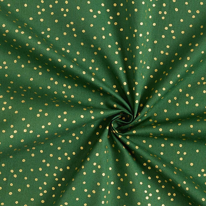 Bomullstyg Poplin fina prickar – grön/guld, image number 3