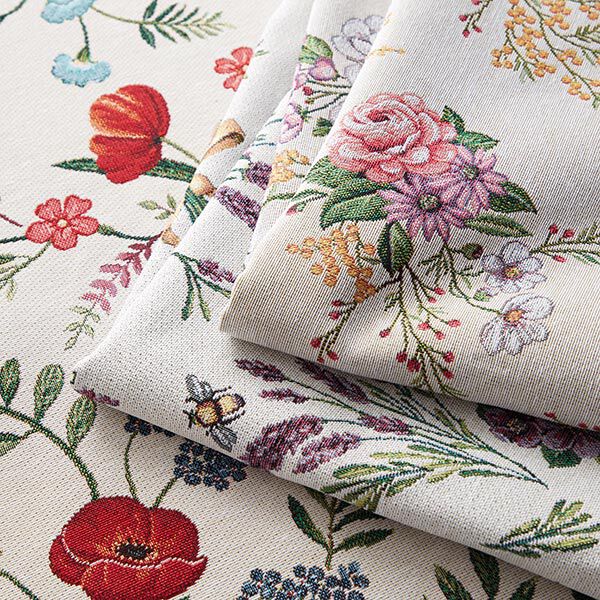 dekorationstyg gobeläng blandade blommor – yllevit/fläder, image number 5