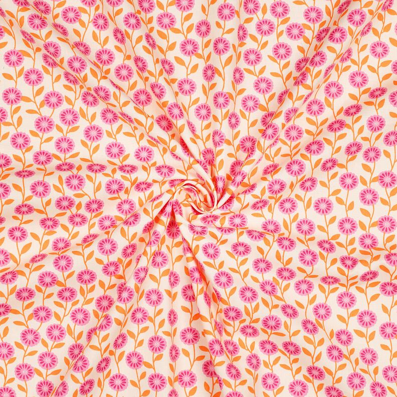 Bomullspoplin Sommarblommor | Poppy Fabrics – rosa/kräm,  image number 3