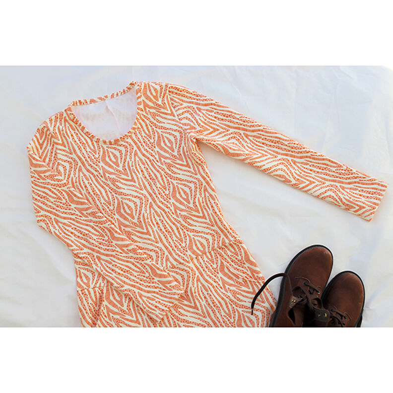 GOTS French Terry Sommarsweat Zebra | Tula – ljusbeige/brandgul,  image number 11