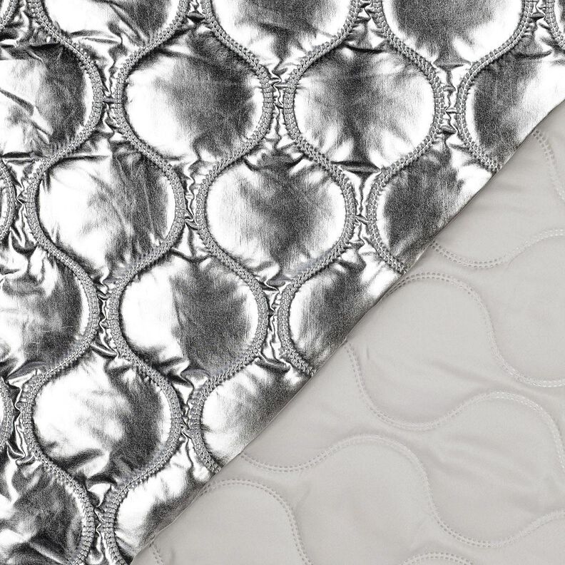 Quiltat tyg Serpentinlinjer – silvermetallic, image number 4