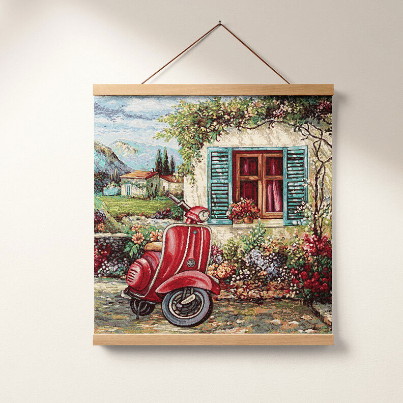 dekorationspanel Gobeläng Vespa – kaminrött/ljusbeige,  image number 7