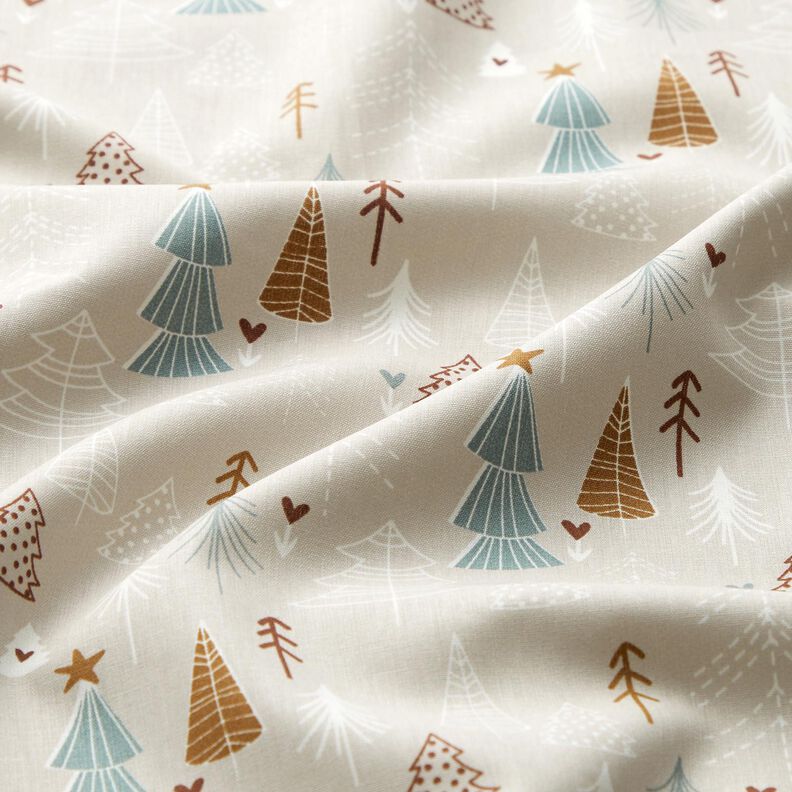 Bomullstyg Poplin Minimalistiska granar – ljus gråbrun, image number 2
