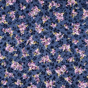 Stretch Satin Jacquard Blombuketter – marinblå, 