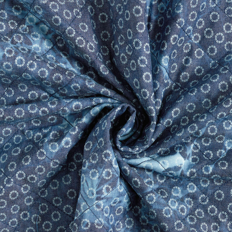 quiltat tyg chambray blommigt batik – jeansblå,  image number 4