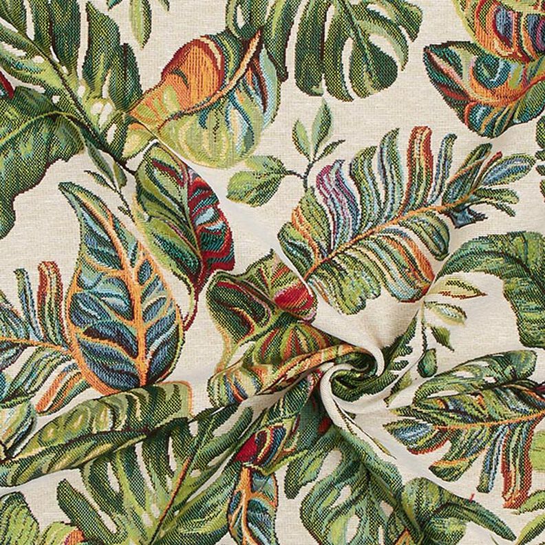 Jacquard Gobeläng Monstera-palm – grön/rött,  image number 3