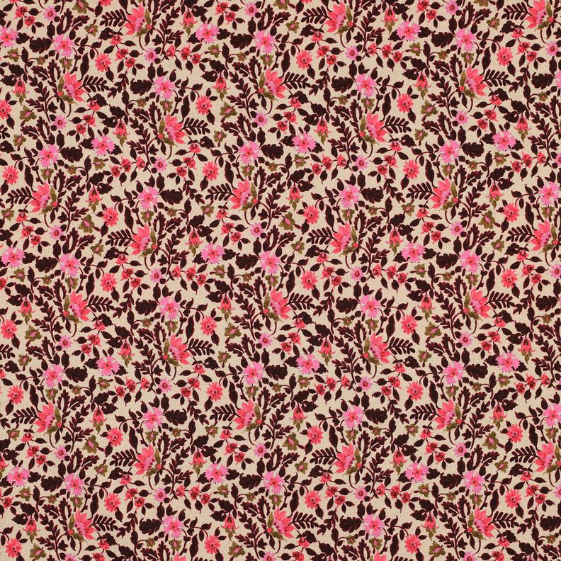 French Terry Sommarsweat små blommor Digitaltryck – cashew/intensiv rosa,  image number 1