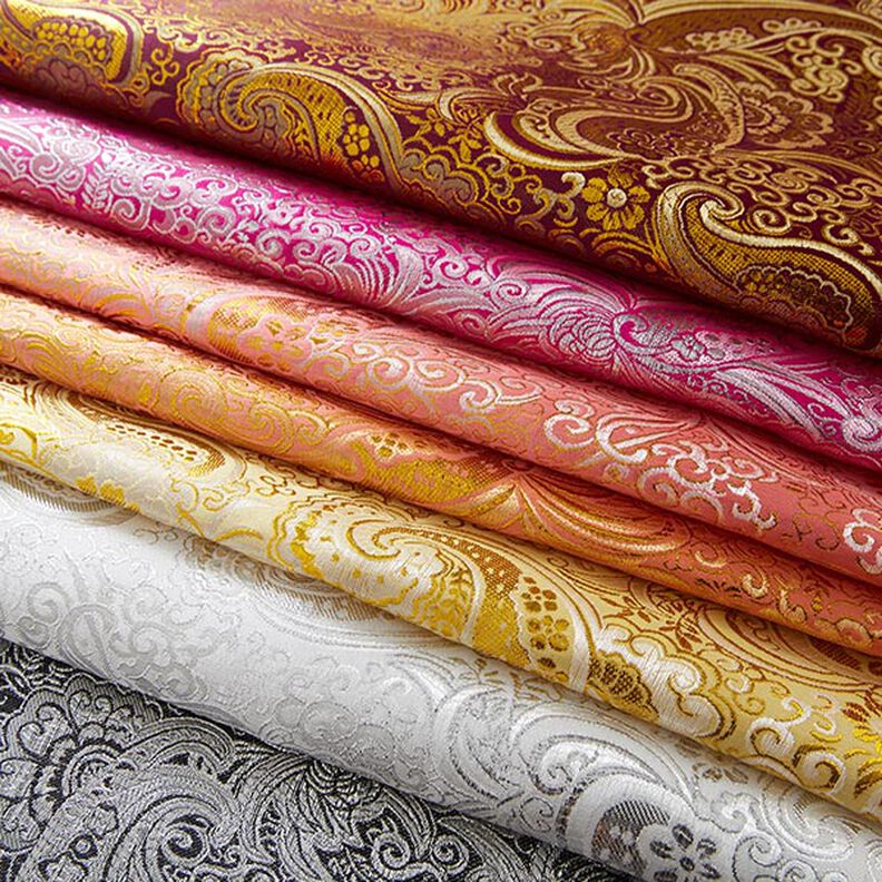 Jacquard för kläder Metallic paisley – lila/guld,  image number 7