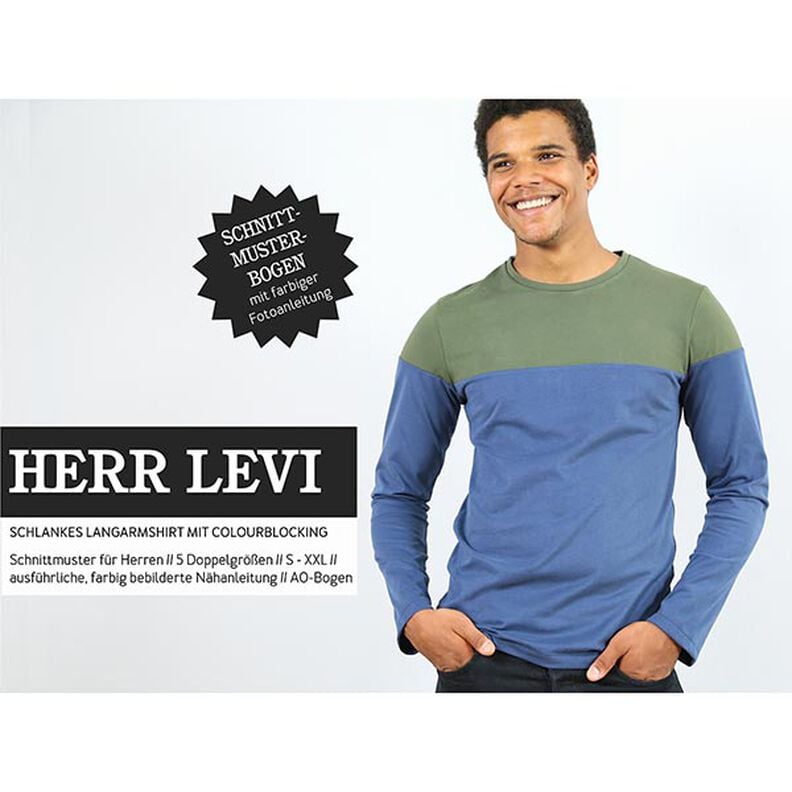 HERR LEVI Långärmad tröja med färgblock | Studio Schnittreif | S-XXL,  image number 1