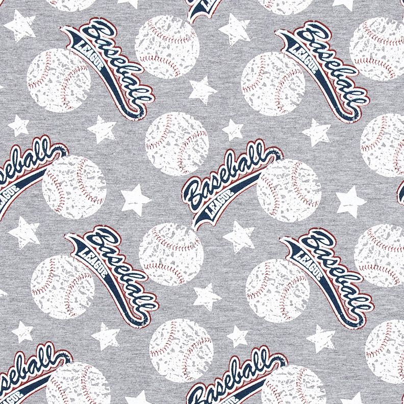 French Terry Sommarsweat baseboll – silver/vit,  image number 1