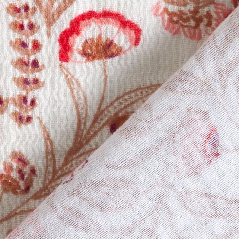 Muslin/Dubbel-krinkelväv Folkloristiska blommor – natur/röd,  image number 4