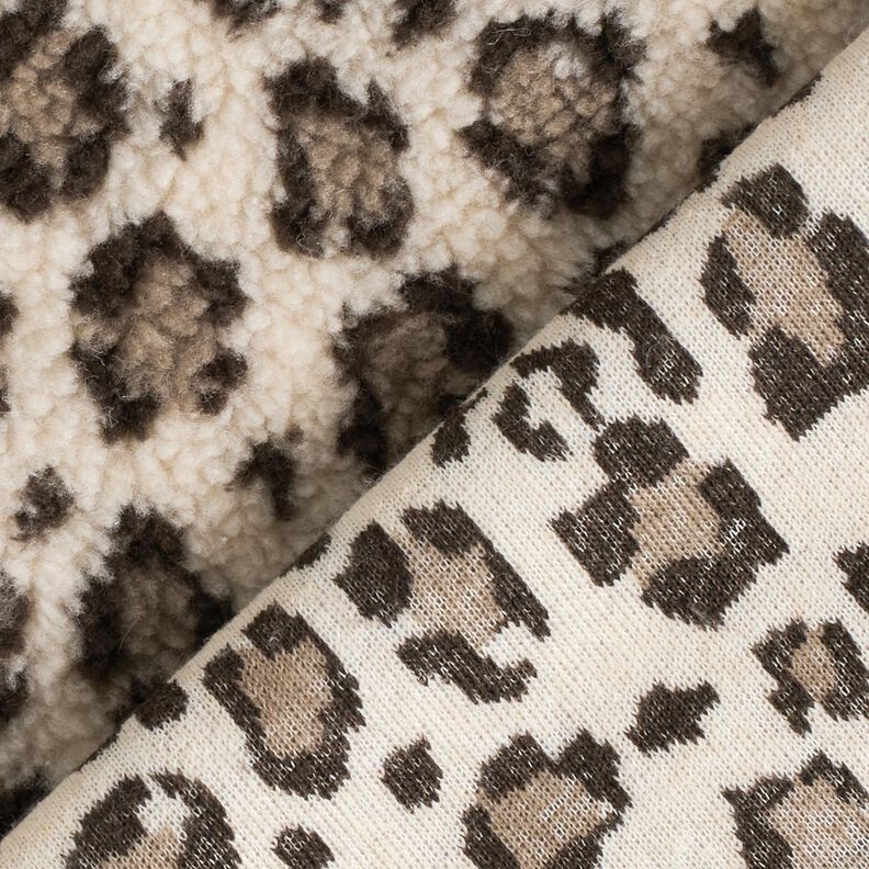 Teddyplysch leopardmönster – ljusbeige/dyn, image number 4