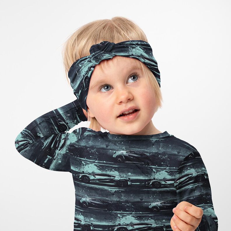 Bomullsjersey racerbil Digitaltryck &ndash; svart/p&auml;rlgr&aring;,  image number 5