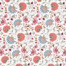 Bomullstyg Poplin Eleganta blomrankor – vit/bär,  thumbnail number 1
