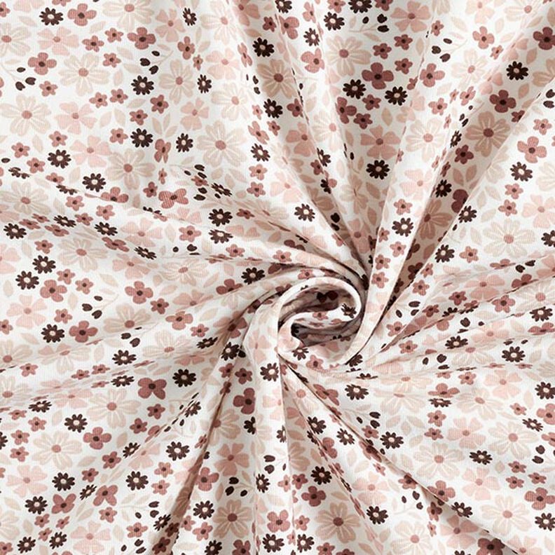Bomullsjersey söta blommor – yllevit, image number 3