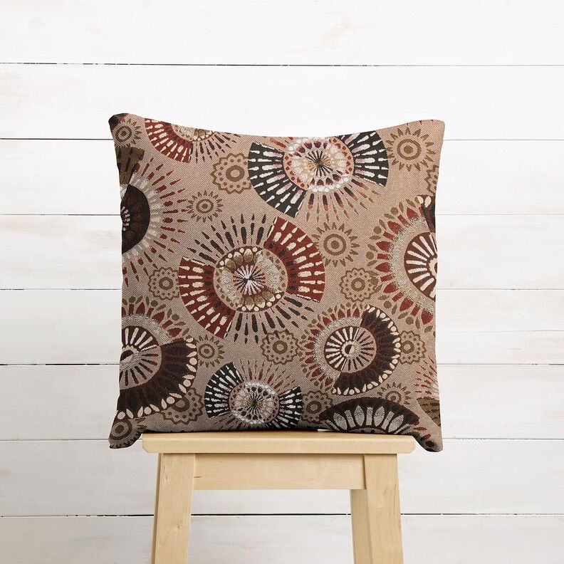 Dekorationstyg Jacquard Elegant mandala – mörk gråbrun/burgunder, image number 6