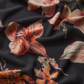 Crepe chiffong blommålning – svart, 