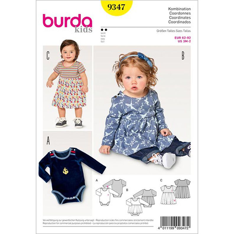 Babyklänning | Body, Burda 9347 | 62 - 92,  image number 1