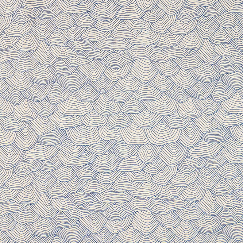 Dekorationstyg halvpanama vågmönster – kungsblått/natur,  image number 1