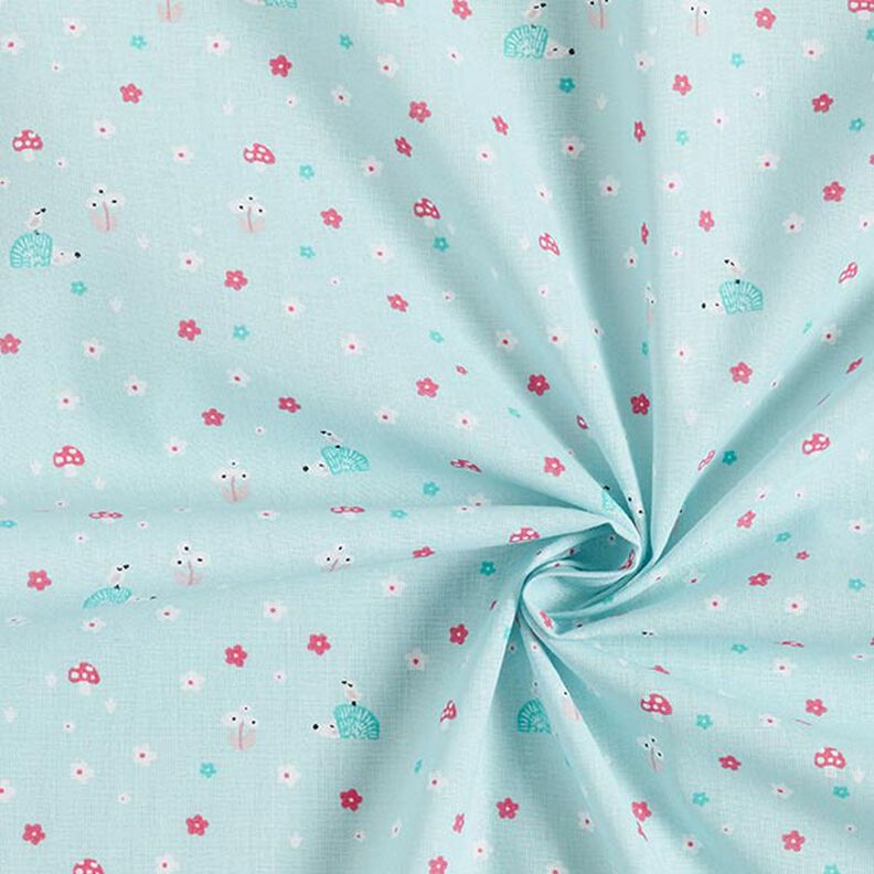 Poplin igelkott och svamp – babyblått, image number 3