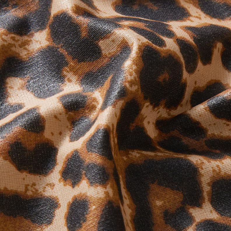 Behandlad bomull fint leopardmönster – brun/svart, image number 2