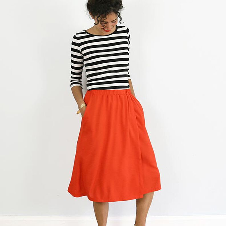 FRAU GINA - kjol i omlottstil med fickor i sidosömmarna, Studio Schnittreif  | XS -  XL,  image number 3