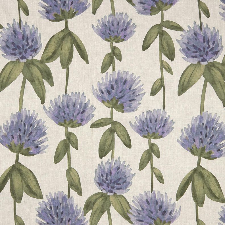 Dekorationstyg Halvpanama blommande klöver – blågrått/ljus gråbrun, image number 1