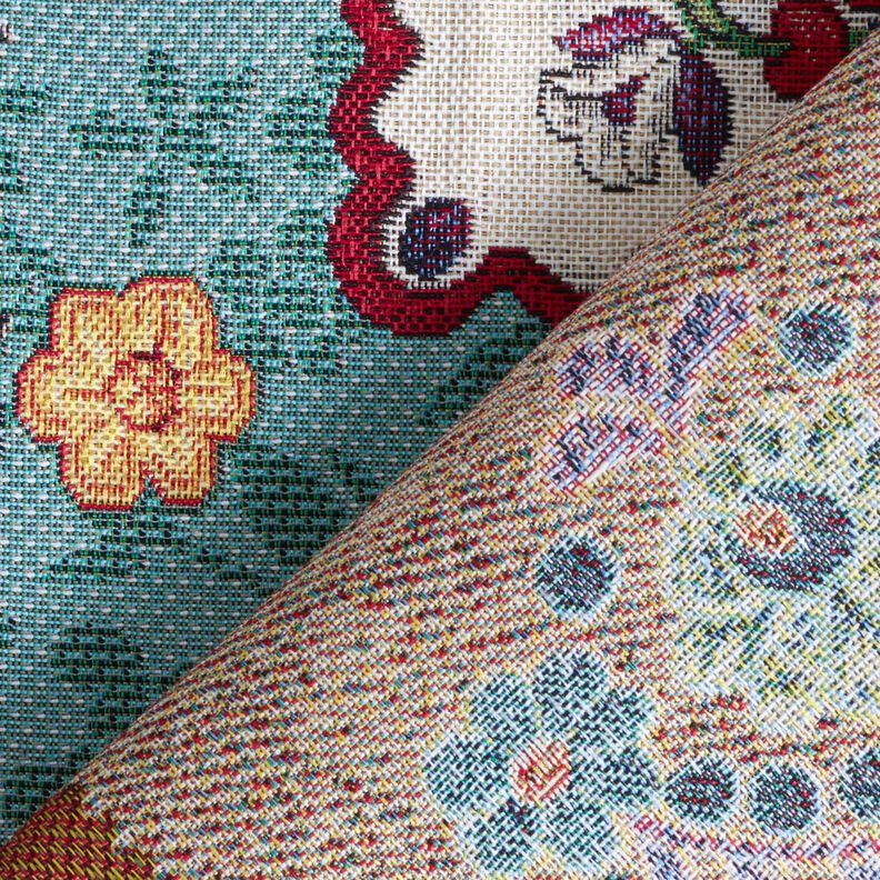 Dekorationstyg Gobeläng jeans-patchwork – ljusbeige/jeansblå,  image number 4