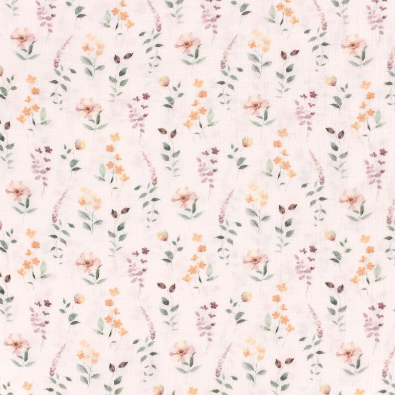 Muslin/Dubbel-krinkelväv vild äng Digitaltryck – vit,  image number 1