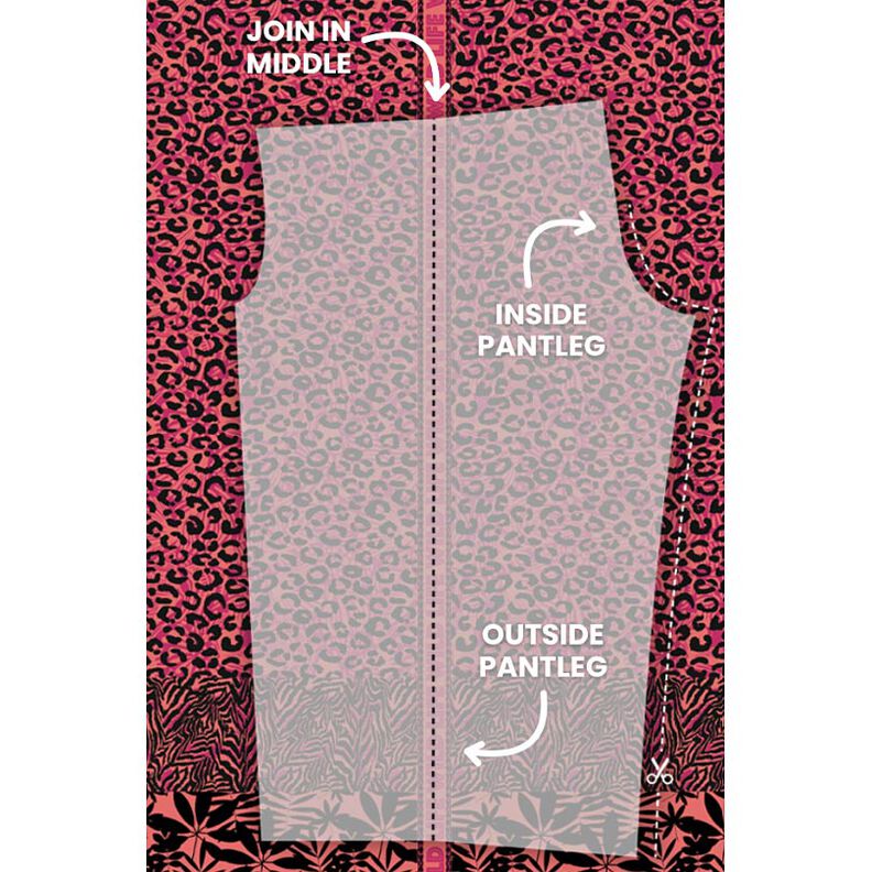 Viskos Voile lejon och blommor kantdesign Panel – pink/brandgul, image number 9