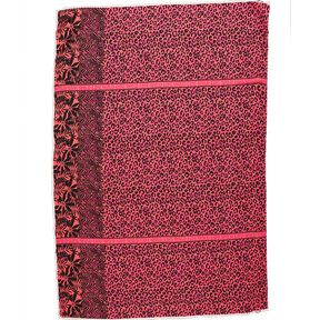 Viskos Voile lejon och blommor kantdesign Panel – pink/brandgul, 