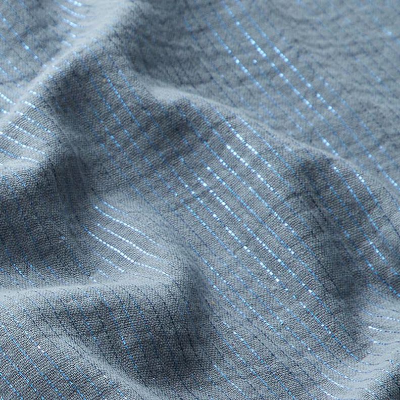 Bomull muslin med skimrande ränder – duvblå,  image number 3