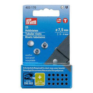 hålnitar 3–4 mm spännområde [25 stycken | Ø 7,5 mm] | Prym – silver metallic, 