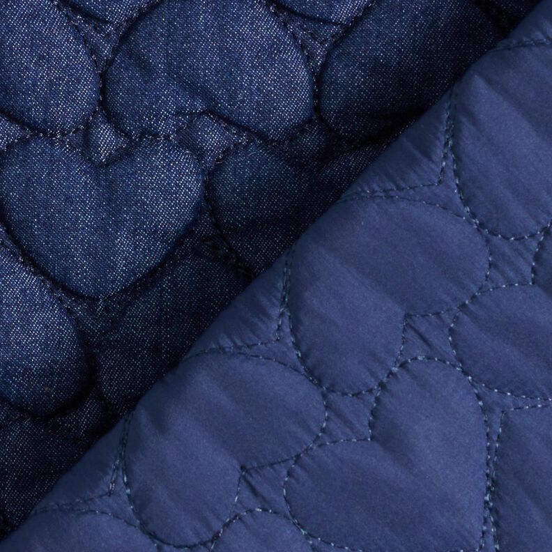 Jeans Quiltat tyg hjärtan – nattblå,  image number 4