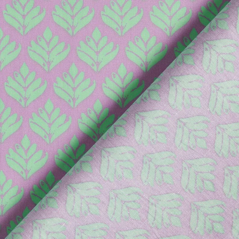 Behandlad bomull Abstrakta solfjädrar – pastellviolett/mint,  image number 4
