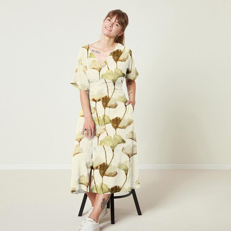 Viskos-linne-mix Ginkgo – ljusbeige/brun,  image number 5