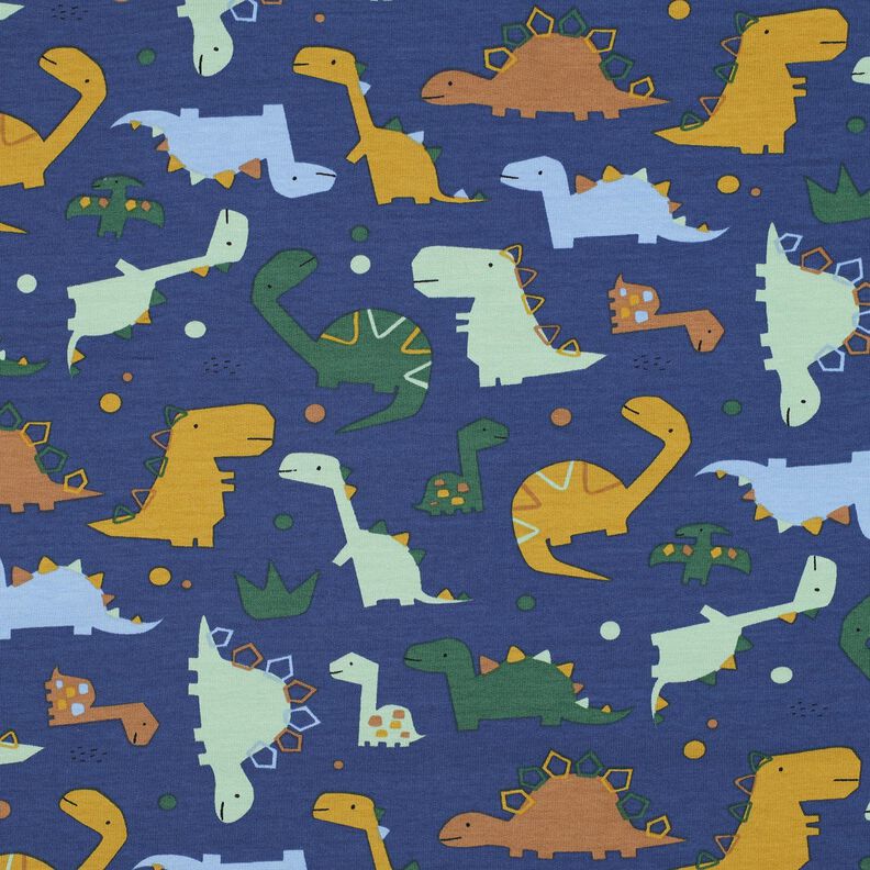 Sommarsweat dinosaurier | Poppy Fabrics – indigo/ljusblå, image number 1