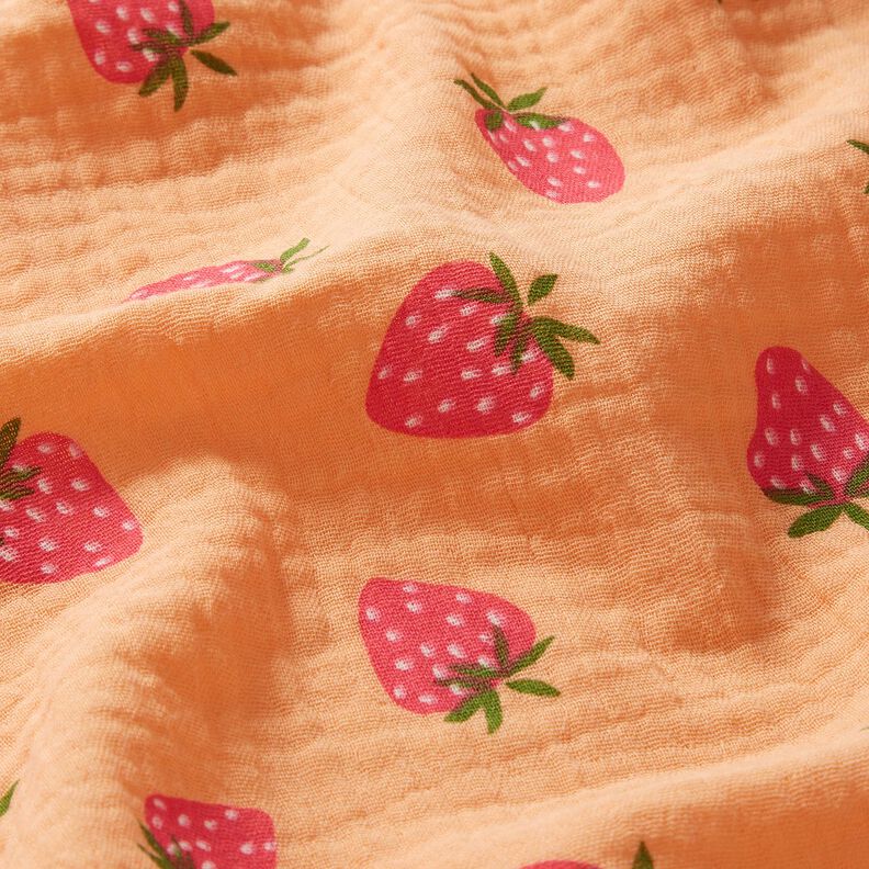 Muslin/Dubbel-krinkelväv Jordgubbar – apricot,  image number 2