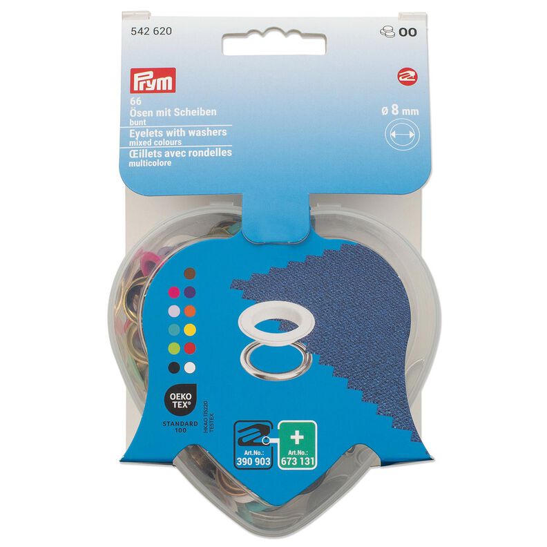 Öglor med brickor, i hjärtformad låda [8 mm] | Prym – röd,  image number 4