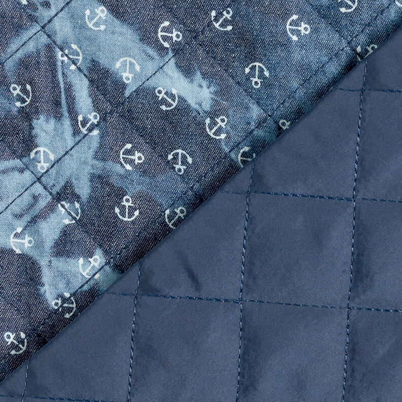 quiltat tyg chambray ankare batik – jeansblå,  image number 5