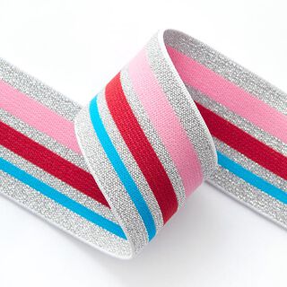 Gummiband Glitter [ 4 cm ] – silver/rosa, 