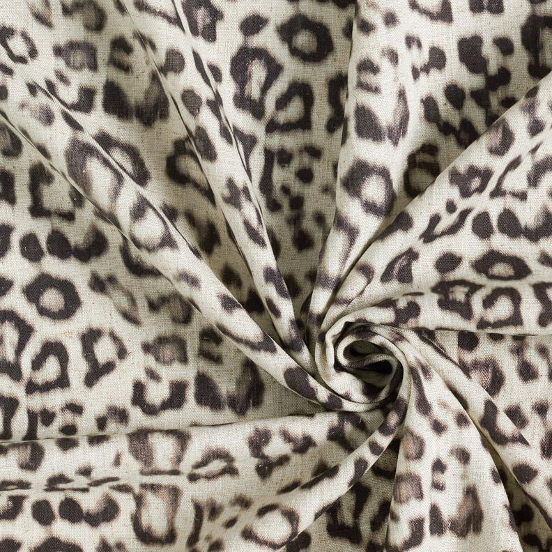 Viskos-linne-mix Leoprint digitaltryck – mandel/svart,  image number 3