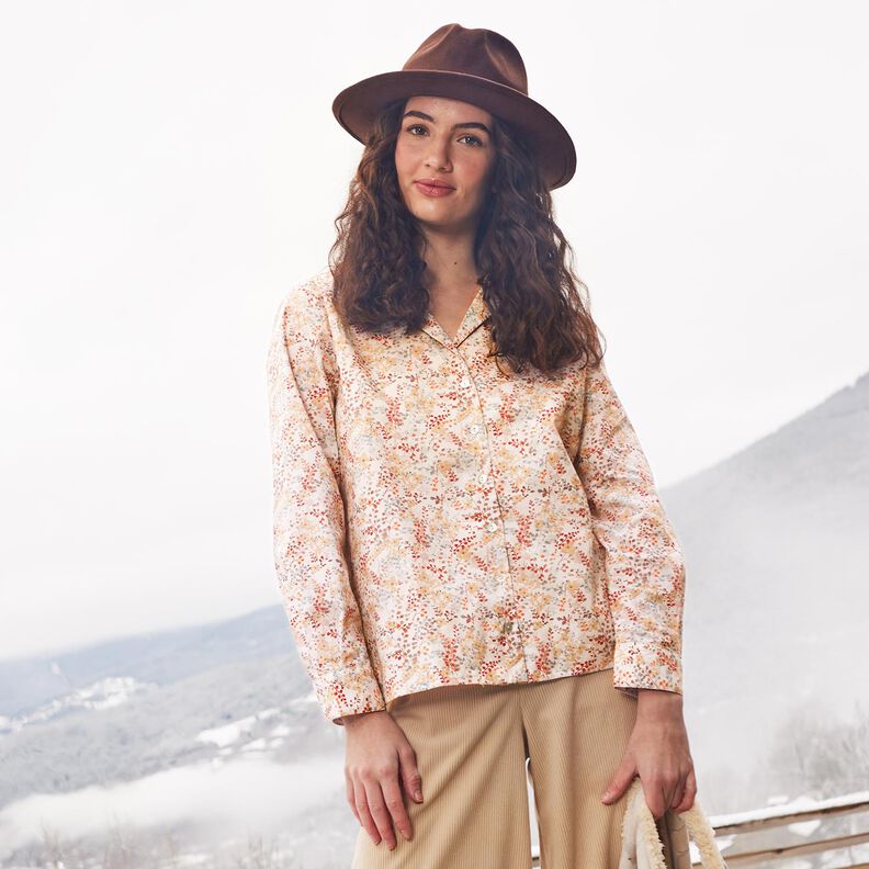 Bomullspoplin Små höstgrenar | Katia Fabrics – natur/kaminröd, image number 5
