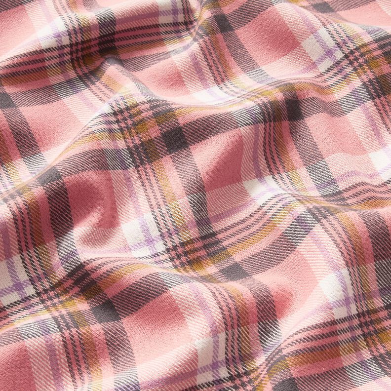 Bomullsflanell rutigt – gammalrosa/gammalsilver, image number 2