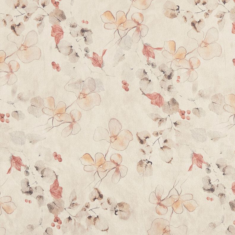 Stretchvelour med sherpabaksida, fina blommor | Katia Fabrics – natur, image number 1