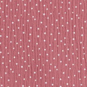 Muslin/Dubbel-krinkelväv prickar – gammalt rosa/vit, 