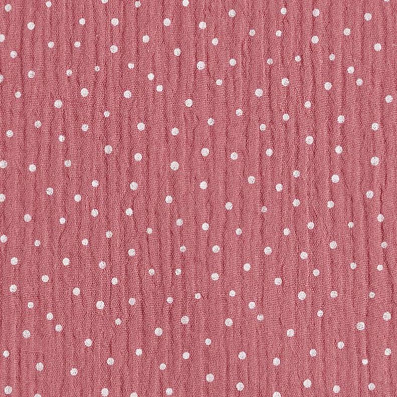 Muslin/Dubbel-krinkelväv prickar – gammalt rosa/vit,  image number 1