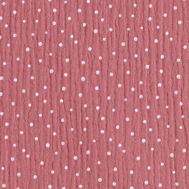 Muslin/Dubbel-krinkelväv prickar – gammalt rosa/vit, image number 1
