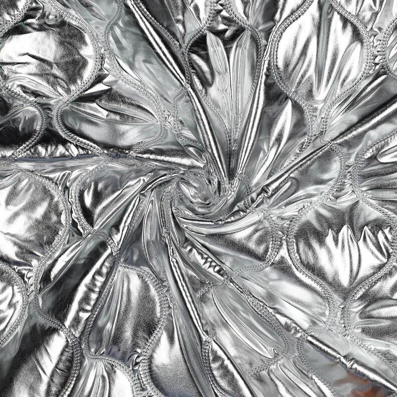 Quiltat tyg Serpentinlinjer – silvermetallic, image number 3