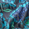 Chiffongsatin glitterränder paisleyblommor – turkos/svart,  thumbnail number 3